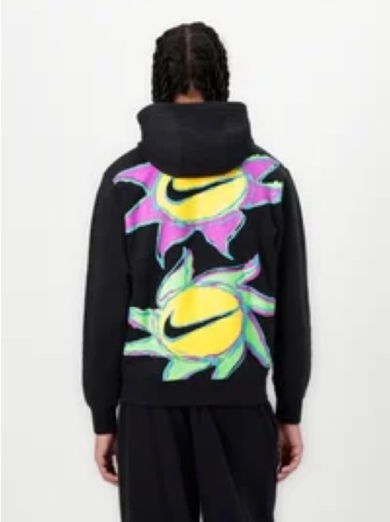 Nike Tops - Nike Cropped Black Hoodie with Neon Yellow, Pink and Teal Sun Graphics